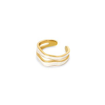 Anillo Bañado en Oro de 18k con Diseño Abstracto en Mármol – Ajustable