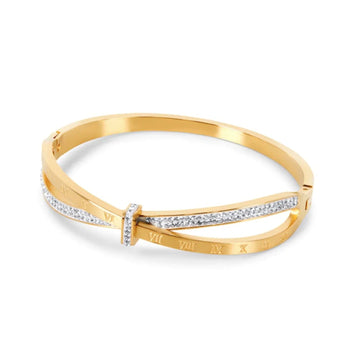 Brazalete Romano con Piedras Brillantes Bañado en Oro de 18k