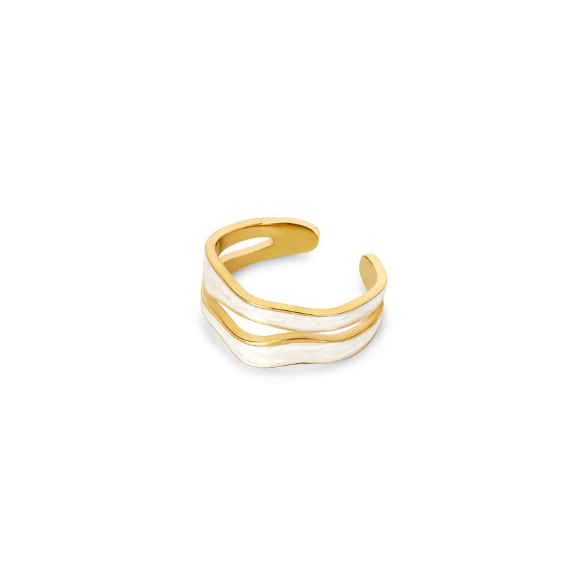 Anillo Bañado en Oro de 18k con Diseño Abstracto en Mármol – Ajustable