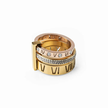 Anillo Triple Momentos – Bañado en Oro de 18k Resistente al Agua y al Sudor