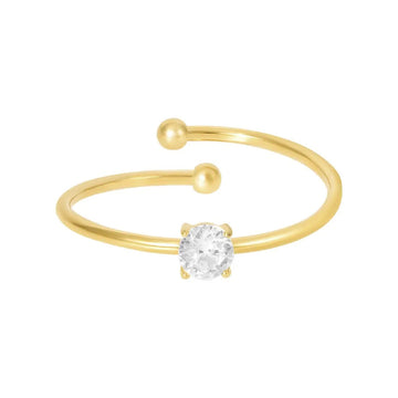 Anillo Solitario Minimalista Ajustable Bañado en Oro de 18k