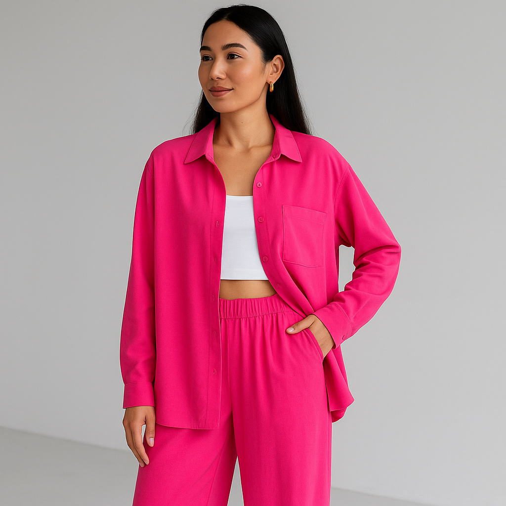 Conjunto Camisa y Pantalón Mujer Pierna Ancha – [SÓLO POR HOY] [2x1: ¡2 Piezas por el Precio de 1! Camisa + Pantalón]