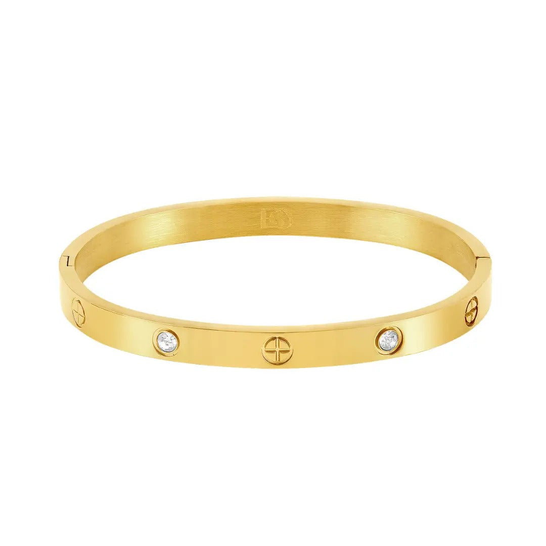 Brazalete Piedras de Glamour Bañado en Oro de 18k